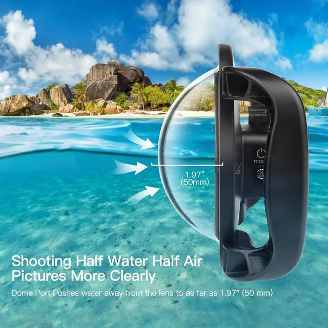 Alt view image 2 of 7 - Dome Port for GoPro Hero 13/12/11/10/9 Black - Upgraded Coating Film for Anti-Scratch, Dual Handle Stabilizer Floating Grip, Overall Waterproof Case - Shoot Over Underwater Photos/Videos