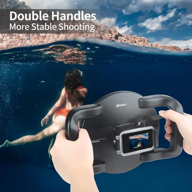 Alt view image 3 of 7 - Dome Port for GoPro Hero 13/12/11/10/9 Black - Upgraded Coating Film for Anti-Scratch, Dual Handle Stabilizer Floating Grip, Overall Waterproof Case - Shoot Over Underwater Photos/Videos