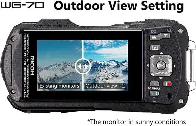 Alt view image 9 of 9 - Ricoh WG-70 Black Waterproof Digital Camera 16MP (Orange)