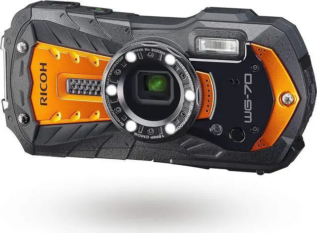 Alt view image 7 of 9 - Ricoh WG-70 Black Waterproof Digital Camera 16MP (Orange)