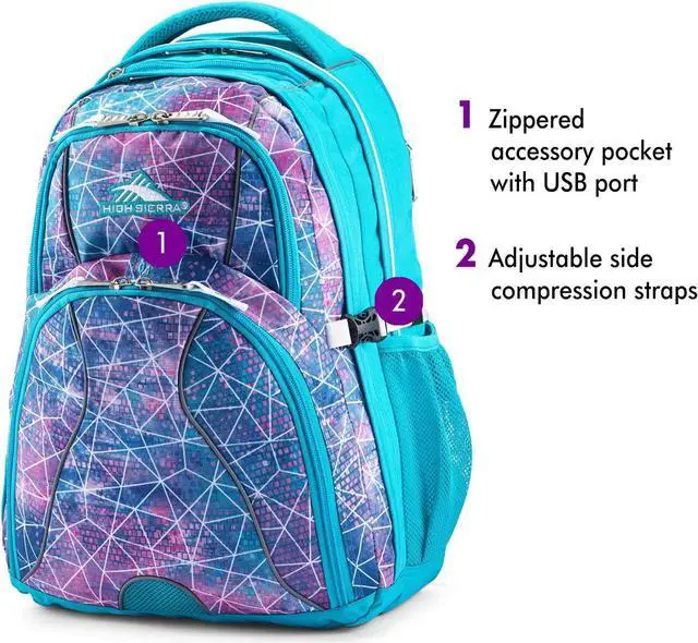 Alt view image 3 of 6 - High Sierra Swerve Laptop Backpack, Sequin Facets/Bluebird/White, One Size