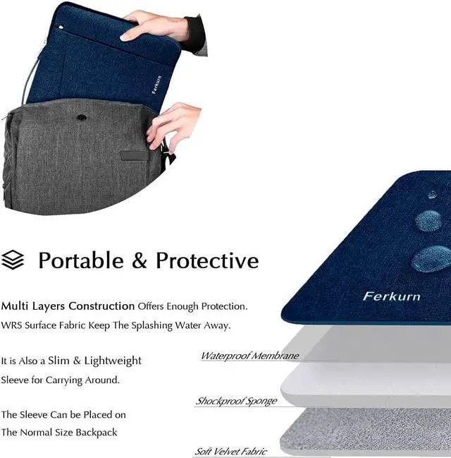 Alt view image 3 of 7 - Ferkurn 14 inch Laptop Case Sleeve Compatible with 2021 MacBook Pro A2442 M1 /HP Chromebook x360 Pavilion Stream/Dell Inspiron 14/ Acer ASUS ThinkPad Chromebook 3 Ideapad Samsung Chromebook Go