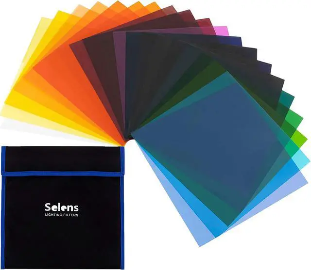 Main image of Selens 20pcs Color Gel Filter for Lighting Effect, 10x10 Inches Photography Color Correction Kit for Photo Video Studio, 20 Assorted Colors, Lighting Filters Transparent Color Sheet Filter Sheet Gels