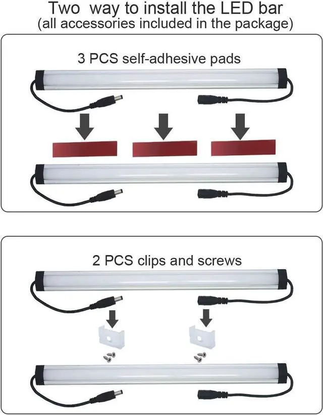 Alt view image 5 of 7 - Under Cabinet LED Lighting Kit Plug in or Hardwired, 6 pcs 12 Inches Light Strips, 2000 Lumen, Super Bright, for Kitchen Counter, Closet, Shelf Lights, 31W, Warm White (6 Bars)