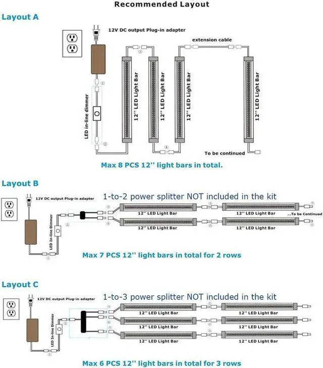 Alt view image 7 of 7 - Under Cabinet LED Lighting Kit Plug in or Hardwired, 6 pcs 12 Inches Light Strips, 2000 Lumen, Super Bright, for Kitchen Counter, Closet, Shelf Lights, 31W, Warm White (6 Bars)