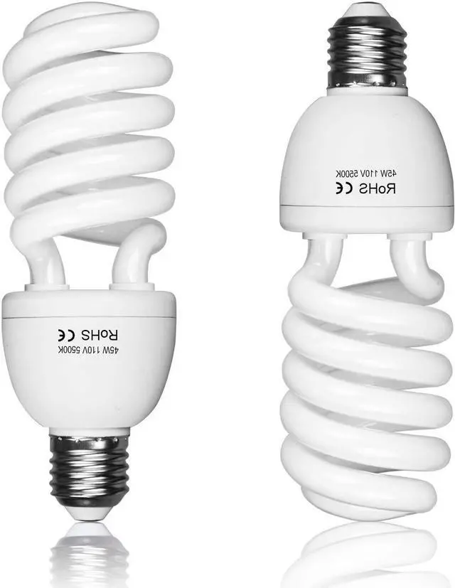 Main image of EMART Full Spectrum Light Bulb, 2 x 45W 5500K Spiral CFL Daylight for Photography Photo Video Studio, Softbox Lighting Kit, Household Use, Portrait Shooting
