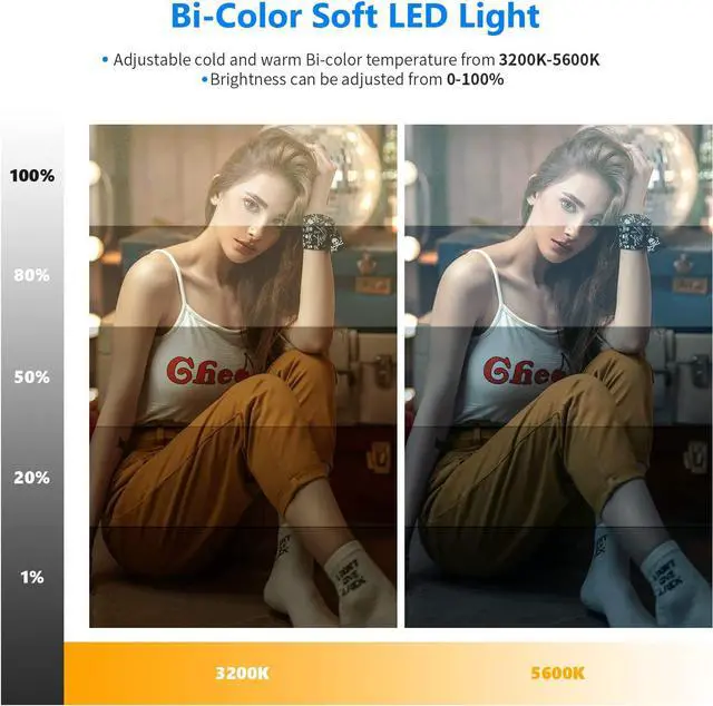 Alt view image 2 of 7 - 13" Led Video Light Panel Kit, 2 Pack Dimmable Bi Color Soft Key Lighting with Tripod Stand, 8000mAh Battery, 3200~5600K CRI97+ 2400Lux for Game/Streaming/YouTube Recording/Studio Photography by DT