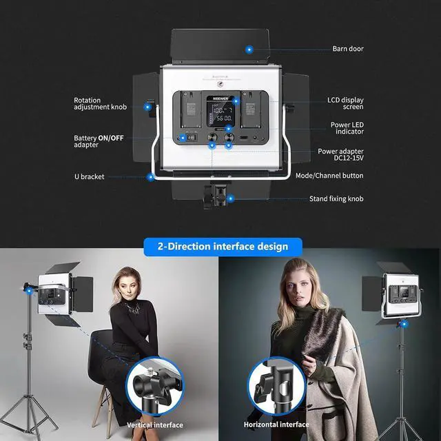 Alt view image 6 of 7 - 2 Pack 660 PRO RGB LED Video Light with App Control Stand Kit, 360° Full Color, 50W Dimmable Bi Color 3200K~5600K Studio Panel Lights CRI 97+ for Gaming Streaming Zoom YouTube Webex Photography
