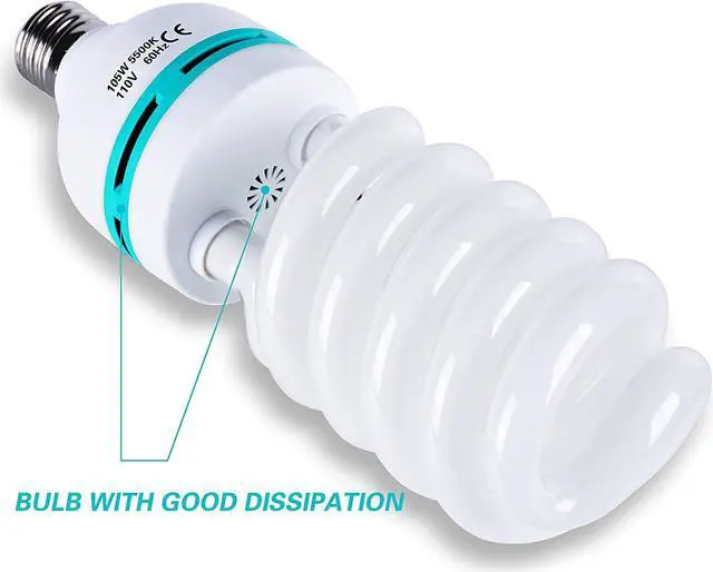 Alt view image 7 of 7 - EMART Full Spectrum Light Bulb, 105W Spiral CFL 5500k Daylight for Softbox Lighting Kit, Replacement Lamp for Photography Photo Video Studio, Household Use, Portrait Shooting -2PACK