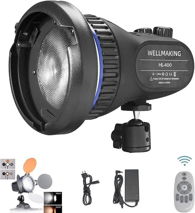Main image of WellMaking 40w AC/DC 5600K Daylight Balanced CRI97+ LCD Screen Portable Continuous Light, Fresnel Lens, Barndoors, Bowens Mount, Dimmable and Quiet for Video Recording,Wedding,Outdoor Shooting
