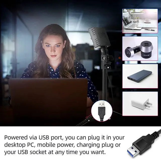 Alt view image 4 of 7 - RGB Photography Lighting,USB Powered 2600K-6000K LED Tabletop Light with Stand, for Zoom Calls Video Conference Webcam Meeting Tiktok Game Streaming YouTube Photo Video Studio Shooting 2 Packs