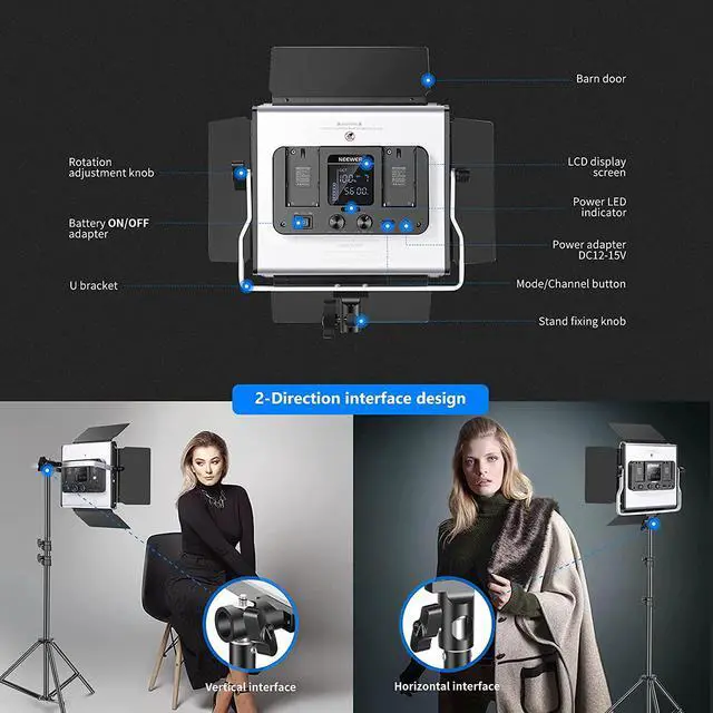 Alt view image 6 of 7 - 2 Packs 480 RGB Led Light with APP Control, Photography Video Lighting Kit with Stands and Bag, 480 SMD LEDs CRI95/3200K-5600K/Brightness 0-100%/0-360 Adjustable Colors/9 Applicable Scenes