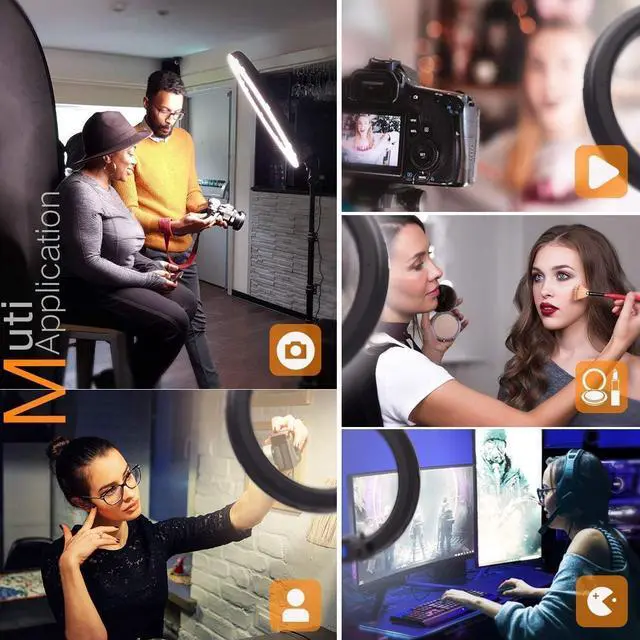 Alt view image 4 of 7 - Pixel Ring Light, 19" Bi-Color LCD Display Ring Light with Stand, 55W 3000-5800K CRI97 Light Ring for Vlogging Selfie-Portrait Live Stream Video Photography Shooting
