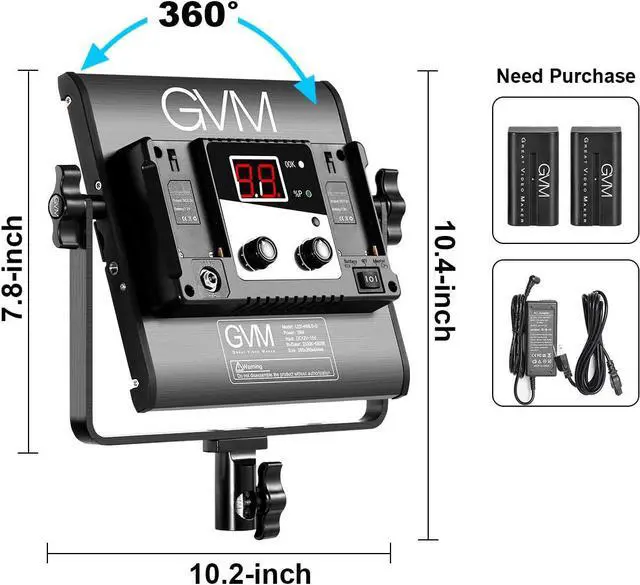 Alt view image 5 of 6 - GVM 3 Pack LED Video Lighting Kits, Bi-Color Variable 2300K~6800K with Digital Display, 10~100% Brightness, CRI97+ TLCI97 Led Video Light Panel, Barndoor, App Control