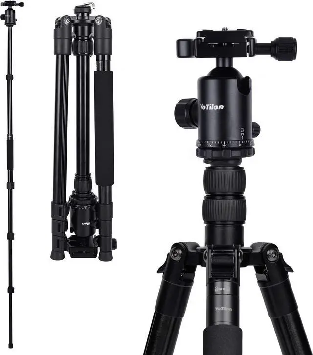 Main image of Tripod for Camera, 76 Aluminum DSLR Camera Tripod Monopod 360 Degree Ball Head with 1/4 Screw Fast Quick Release Plates for Samsung Olympus Panasonic & Pentax Travel Work