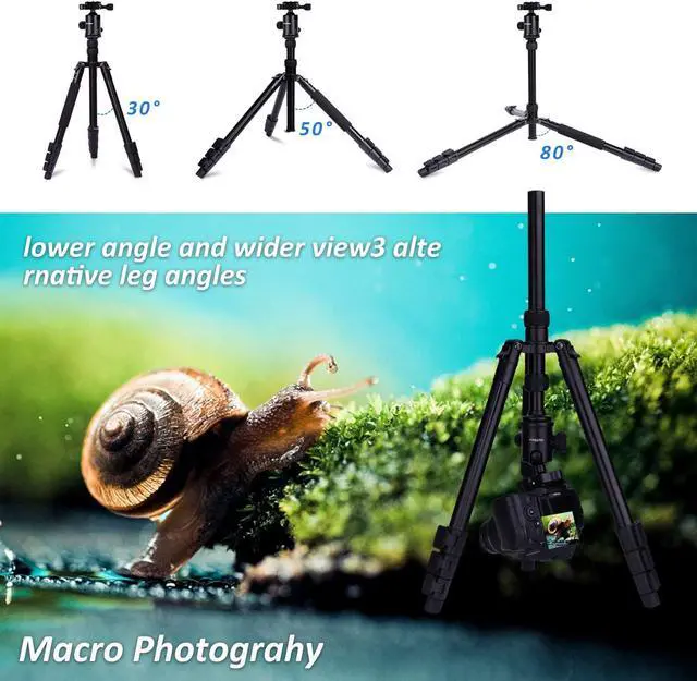 Alt view image 3 of 7 - Tripod for Camera, 76 Aluminum DSLR Camera Tripod Monopod 360 Degree Ball Head with 1/4 Screw Fast Quick Release Plates for Samsung Olympus Panasonic & Pentax Travel Work