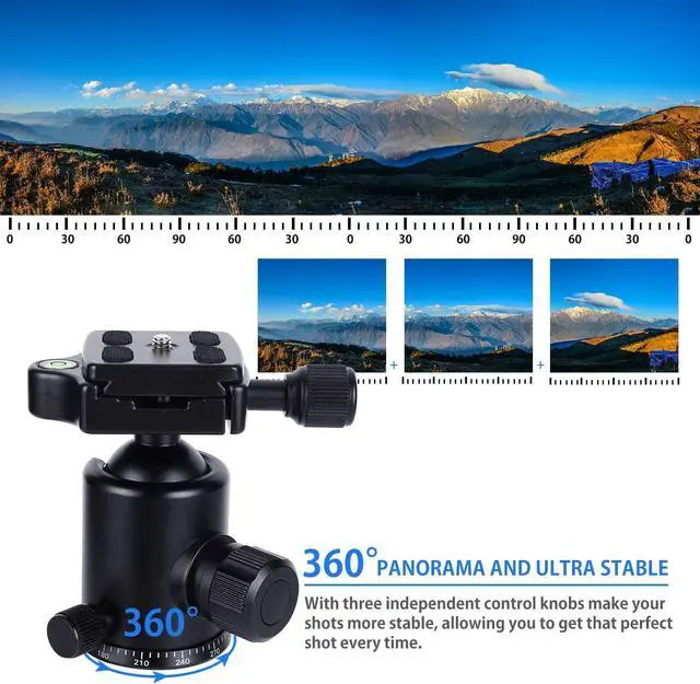 Alt view image 7 of 7 - Tripod for Camera, 76 Aluminum DSLR Camera Tripod Monopod 360 Degree Ball Head with 1/4 Screw Fast Quick Release Plates for Samsung Olympus Panasonic & Pentax Travel Work