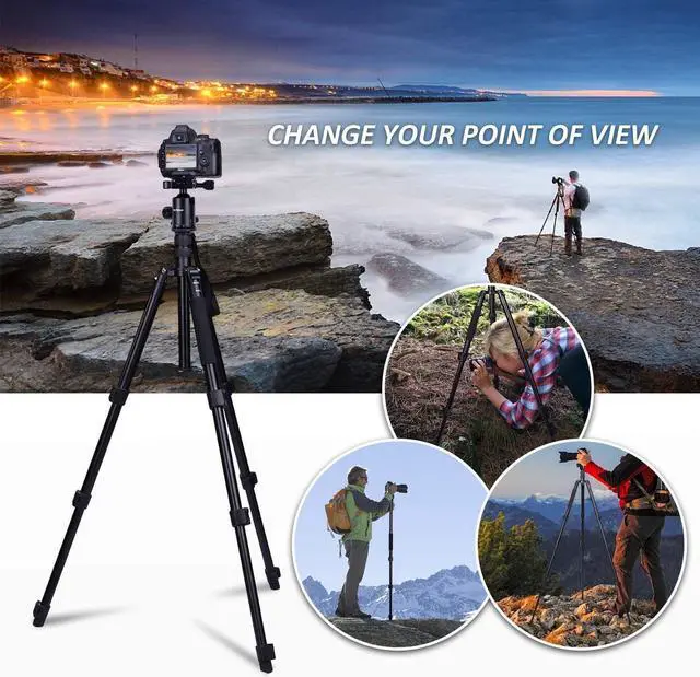 Alt view image 6 of 7 - Tripod for Camera, 76 Aluminum DSLR Camera Tripod Monopod 360 Degree Ball Head with 1/4 Screw Fast Quick Release Plates for Samsung Olympus Panasonic & Pentax Travel Work