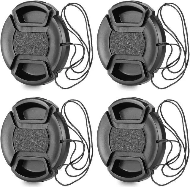 Main image of ChromLives 58mm Lens Cap with Lens Cap Leash Hole Bundle Compatible with Nikon Canon DSLR Cameras (58mm)- 4 Pack