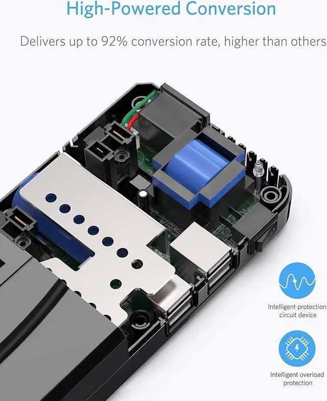 Alt view image 6 of 7 - BESTEK Universal Travel Adapter 100-220V to 110V Voltage Converter 250W with 6A 4-Port USB Charging 3 AC Sockets and EU/UK/AU/US/India Worldwide Plug Adapter (Black)