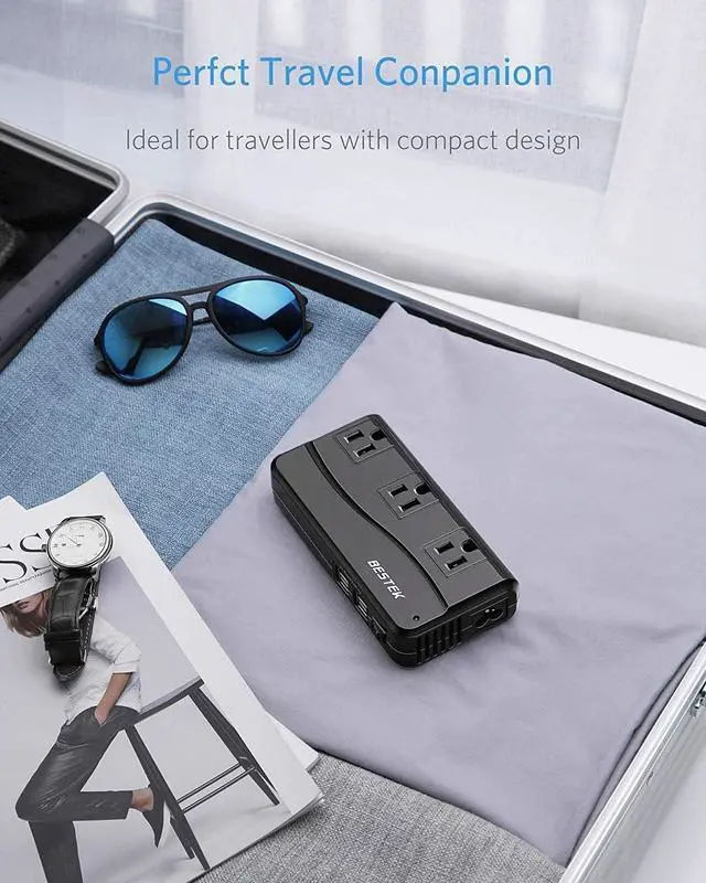 Alt view image 5 of 7 - BESTEK Universal Travel Adapter 100-220V to 110V Voltage Converter 250W with 6A 4-Port USB Charging 3 AC Sockets and EU/UK/AU/US/India Worldwide Plug Adapter (Black)