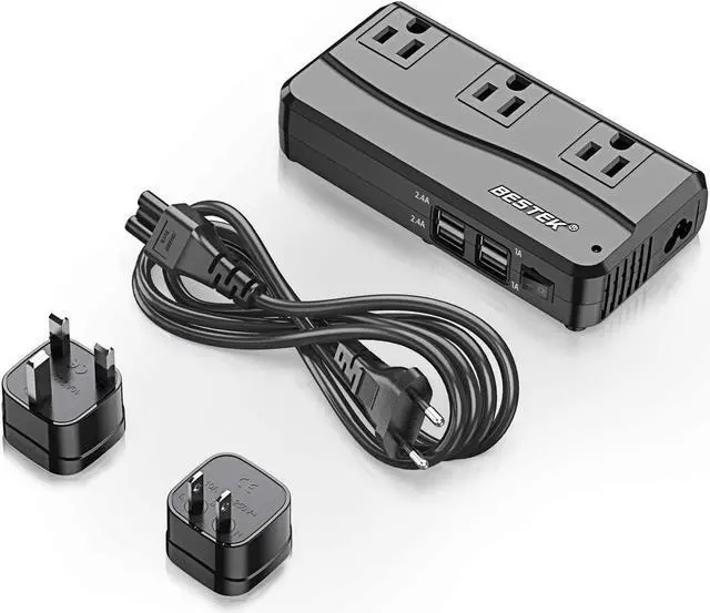 Main image of BESTEK Universal Travel Adapter 220V to 110V Voltage Converter with 6A 4-Port USB Charging and UK/AU/US/EU Worldwide Plug Adapter (Black)