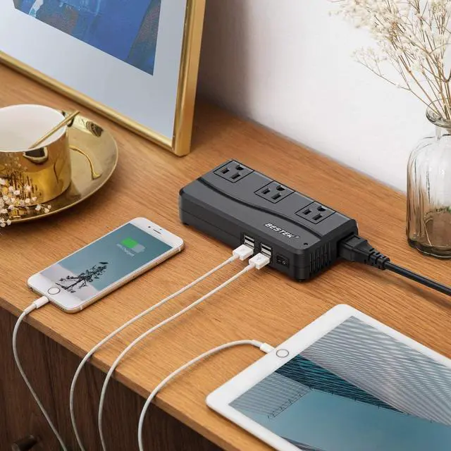 Alt view image 7 of 7 - BESTEK Universal Travel Adapter 220V to 110V Voltage Converter with 6A 4-Port USB Charging and UK/AU/US/EU Worldwide Plug Adapter (Black)
