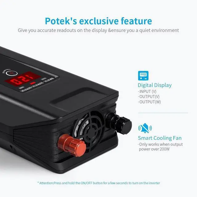 Alt view image 3 of 7 - 750W Power Inverter 12V DC to 110V AC Car Adapter with Two USB and AC Charging Ports for Laptop,Tablet, Smartphone,Camera and More