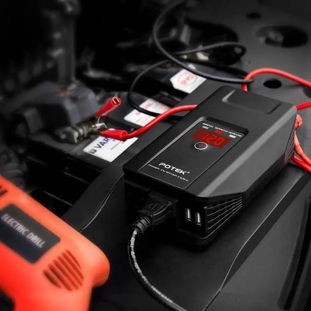 Alt view image 7 of 7 - 750W Power Inverter 12V DC to 110V AC Car Adapter with Two USB and AC Charging Ports for Laptop,Tablet, Smartphone,Camera and More