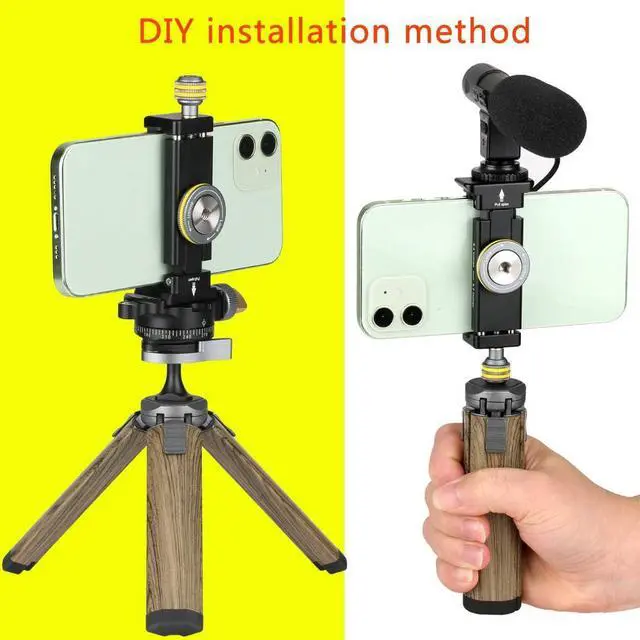 Alt view image 5 of 7 - Phone Mount for Tripod, Smartphone Tripod Adapter for iPhone Samsung Cell Phone Stand Holder with Cold Shoe and Arca Swiss Quick Release Plate for iPhone 15 Pro Max Galaxy S24