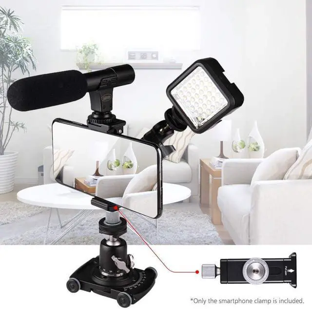 Alt view image 6 of 7 - Phone Mount for Tripod, Smartphone Tripod Adapter for iPhone Samsung Cell Phone Stand Holder with Cold Shoe and Arca Swiss Quick Release Plate for iPhone 15 Pro Max Galaxy S24