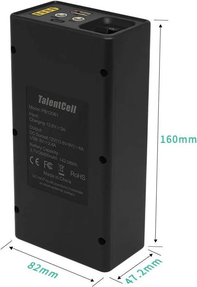 Alt view image 4 of 7 - 142.08Wh Portable Power Bank PB120B1, 38400mAh Multi Output Power Supply, Dual DC 12V and 5V USB Out for LED Strip, CCTV Camera, Mobile Devices