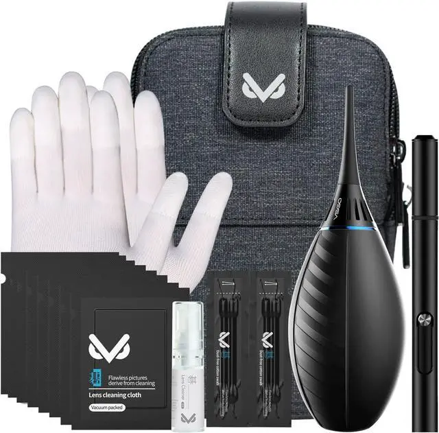 Main image of VSGO Professional Camera Cleaning Kit with Portable Bag Air Blower Lens Cleaning Pen Spray Cotton Swab Cloth Compatible with Canon, Nikon, Sony DSLR Cameras and Sensitive Electronics Bundle(VS-A3E)