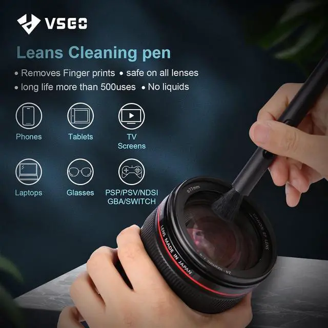 Alt view image 6 of 7 - VSGO Professional Camera Cleaning Kit with Portable Bag Air Blower Lens Cleaning Pen Spray Cotton Swab Cloth Compatible with Canon, Nikon, Sony DSLR Cameras and Sensitive Electronics Bundle(VS-A3E)
