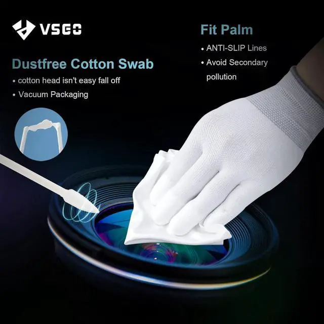 Alt view image 7 of 7 - VSGO Professional Camera Cleaning Kit with Portable Bag Air Blower Lens Cleaning Pen Spray Cotton Swab Cloth Compatible with Canon, Nikon, Sony DSLR Cameras and Sensitive Electronics Bundle(VS-A3E)