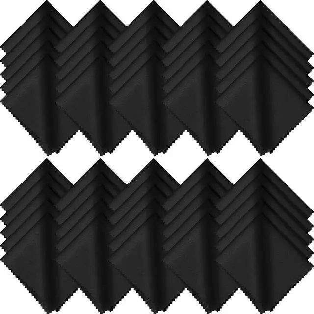 Main image of Frienda 50 Pcs Microfiber Cleaning Cloth for Glasses 6x7 Inch Lens Eyeglasses Cleaning Cloth Sunglasses Electronics Glasses Optical Cleaner Wipes Bulk for Camera Lens Eyeglass Screen(Black)