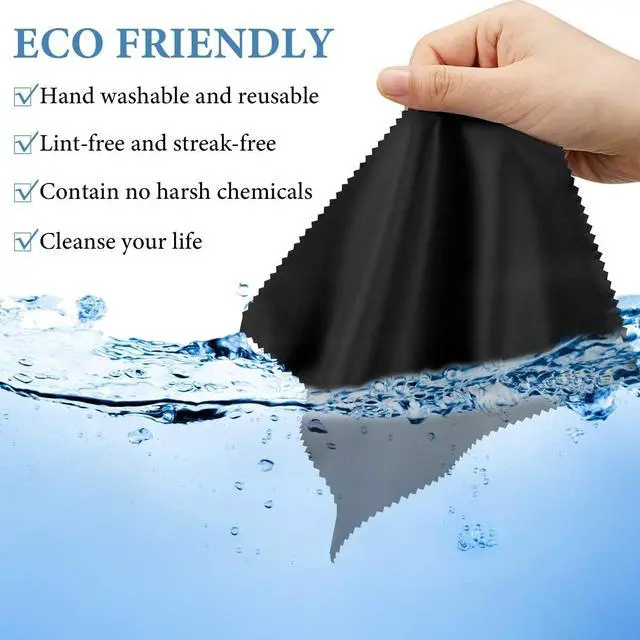 Alt view image 6 of 7 - Frienda 50 Pcs Microfiber Cleaning Cloth for Glasses 6x7 Inch Lens Eyeglasses Cleaning Cloth Sunglasses Electronics Glasses Optical Cleaner Wipes Bulk for Camera Lens Eyeglass Screen(Black)