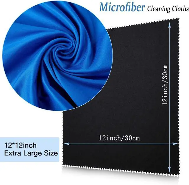 Alt view image 2 of 7 - Frienda 12 Pack Large Glass Cleaning Cloth, Black, White, Gray, Royal Blue | 12 x 12 Inch, Oversized Eyeglass Cleaning Cloths, Microfiber Cleaning Cloths for Glasses Screens, Glasses Cleaning Cloth