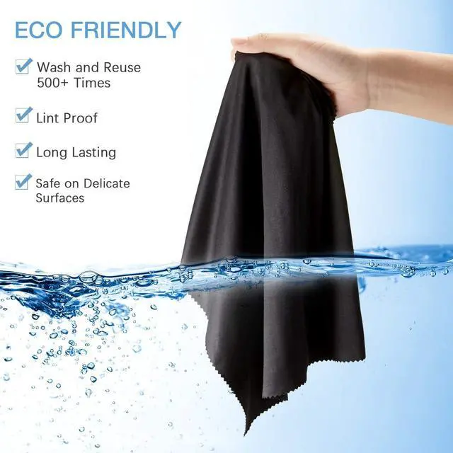 Alt view image 6 of 7 - Frienda 12 Pack Large Glass Cleaning Cloth, Black, White, Gray, Royal Blue | 12 x 12 Inch, Oversized Eyeglass Cleaning Cloths, Microfiber Cleaning Cloths for Glasses Screens, Glasses Cleaning Cloth