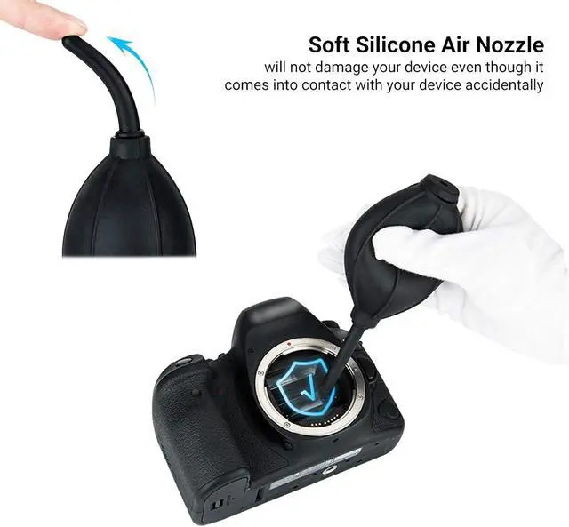 Alt view image 4 of 7 - Soft Tip Silicone Super Air Blower Blaster Pump Dust Cleaner Include Micro Fiber Cleaning Cloth, Bulb Blower for Digital SLR Lens Sensor LCD Screens Musical Instruments Keyboards Telescope Filters