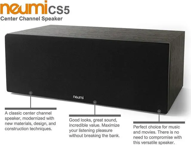 Alt view image 2 of 7 - NEUMI CS5 Center Channel Speaker, Dual 5-Inch Woofers, 1-Inch Tweeter, Dark Wood, Single