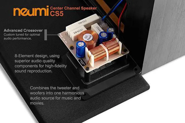Alt view image 6 of 7 - NEUMI CS5 Center Channel Speaker, Dual 5-Inch Woofers, 1-Inch Tweeter, Dark Wood, Single