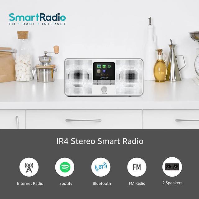LEMEGA IR4S Stereo WiFi Internet Radio,FM Digital Radio, Spotify Connect,  Bluetooth Speaker, Dual Alarms Clock, 40 Presets, Headphone-Output