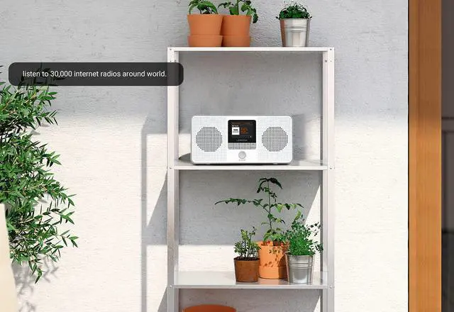 Alt view image 4 of 6 - LEMEGA IR4S Stereo WiFi Internet Radio,FM Digital Radio, Spotify Connect, Bluetooth Speaker, Dual Alarms Clock, 40 Presets, Headphone-Output, Batteries or Mains Powered \u2013 Gray Finish