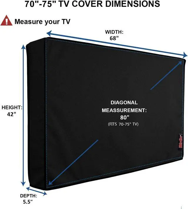 Alt view image 2 of 6 - Outdoor Waterproof and Weatherproof TV Cover for 70 to 75 inch Outside Flat Screen TV