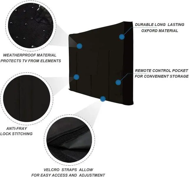 Alt view image 3 of 6 - Outdoor Waterproof and Weatherproof TV Cover for 70 to 75 inch Outside Flat Screen TV