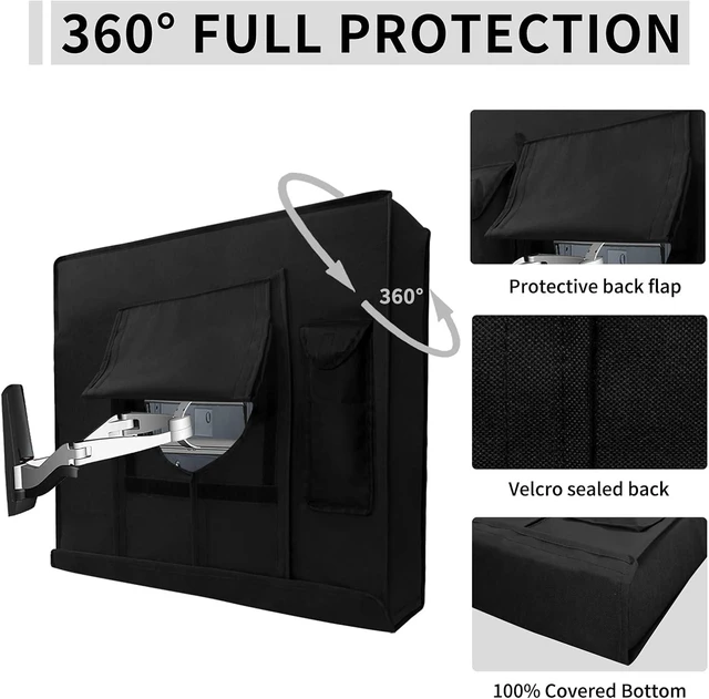 Alt view image 4 of 7 - Outdoor Cover for 55 to 58 Inch TV With Openable Front Flap for Watching, Convenient Use Without Remove, Durable With Free Cleaning Cloth