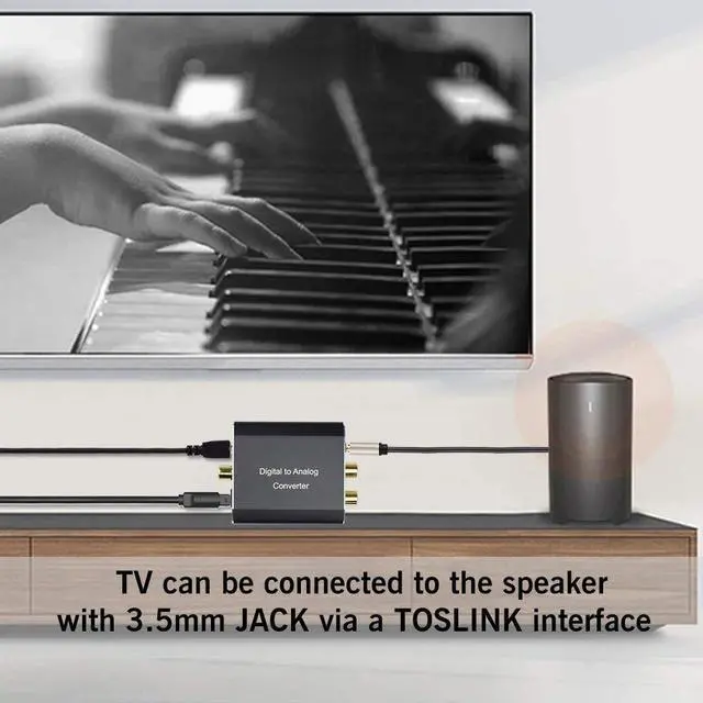 Alt view image 5 of 6 - Digital to Analog Audio Converter 192 kHz DAC Digital Coaxial and Optical Toslink to Analog 3.5mm Jack and RCA (L/R) Stereo Audio Adapter with Optical Cable for HDTV Home Cinema Aluminum