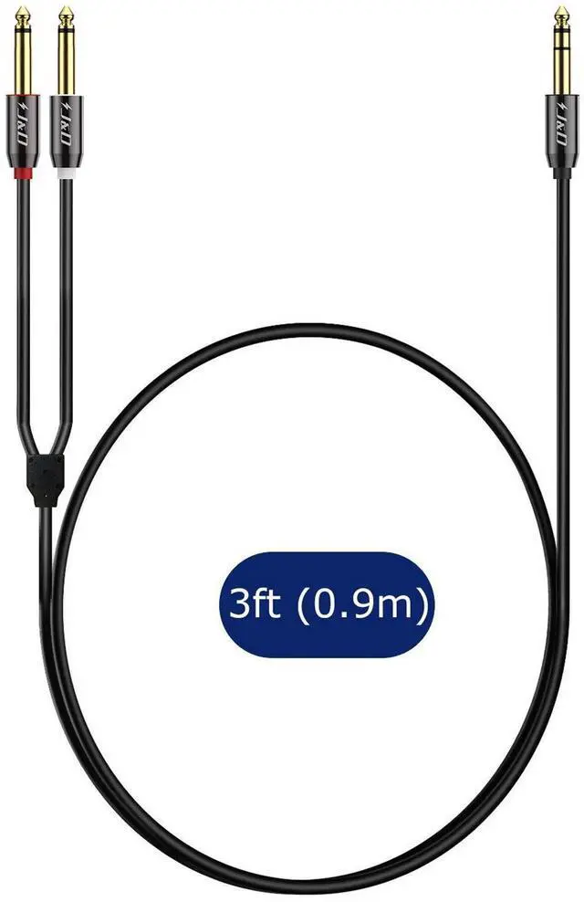 Alt view image 6 of 7 - 1/4 Inch TRS Stereo Y Splitter Insert Cable Gold Plated Copper Shell 6.35mm Male to Dual 6.35mm TS Male Mono Breakout Cable Audio Cord 3 Feet