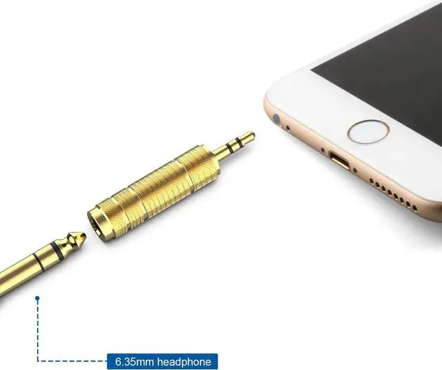 Alt view image 4 of 6 - Headphone Adapter 6.35mm (1/4 Inch) Male to 3.5mm (1/8 Inch) Female and 3.5 mm Male Plug to 6.35 mm Female Jack Audio Stereo TRS Converter Adapters (4 -Pack Gold Plated)